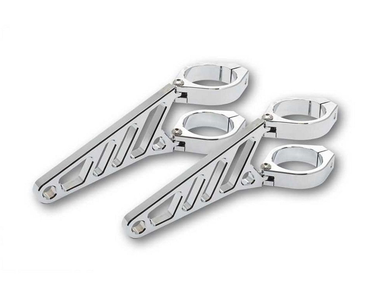 HIGHSIDER CNC Alu Lampenhalter Set lang 114 x 10mm für 42 - 43mm chrom HIGHSIDER CNC Alu Lampenhalter Set lang 114 x 10mm für 42 - 43mm chrom von HIGHSIDER