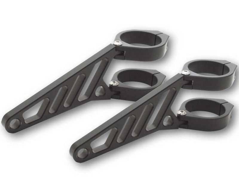 HIGHSIDER CNC Alu Lampenhalter Set lang 114 x 10mm für 47-49-50-52-54mm schwarz von HIGHSIDER