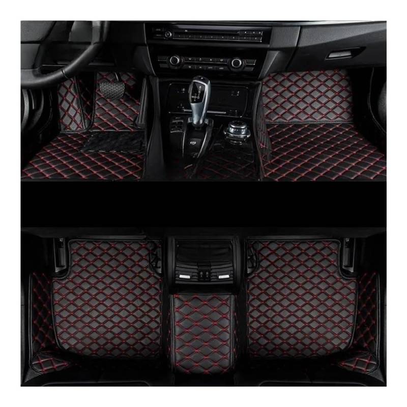 Fußmatten mit Auto Auto-Fußmatten Allwetter-wasserdichte Auto-Fußmatten Auto-Zubehör Für CX-9 2005–2015(Black Red) von HIIAW