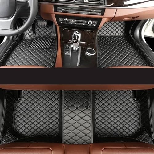 Fußmatten mit Auto Auto-Fußmatten Allwetter-wasserdichte Auto-Fußmatten Auto-Zubehör Für T-Cross 2018–2023(Black Beige) von HIIAW