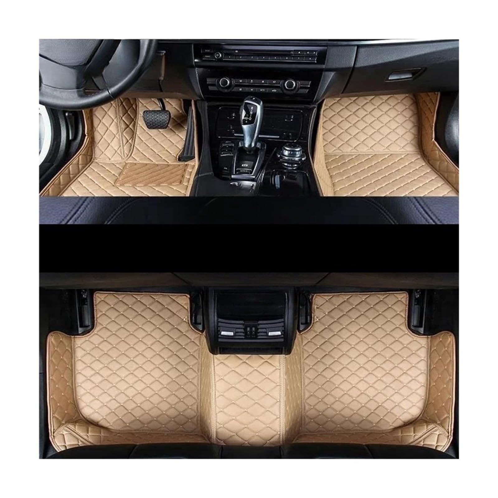 Fußmatten mit Auto Auto Fußmatten Auto Allwetter Wasserdichte Auto Fußmatten Auto Zubehör Für Suzuki Für SX4 2011-2021 Für Saloon(Beige) von HIIAW