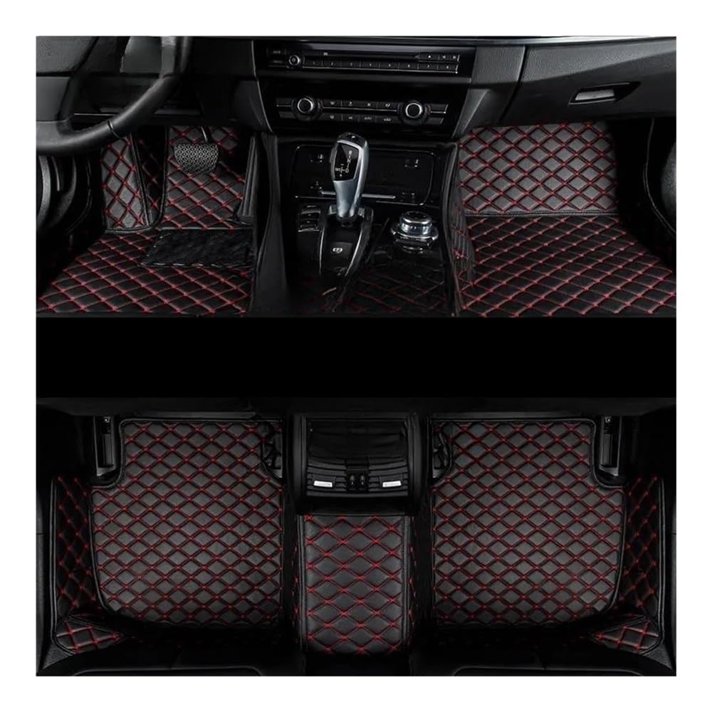 Fußmatten mit Auto Auto Fußmatten Auto Allwetter wasserdichte Auto Fußmatten Auto Zubehör Für Suzuki Für Celerio 2008-2022(Black Red) von HIIAW