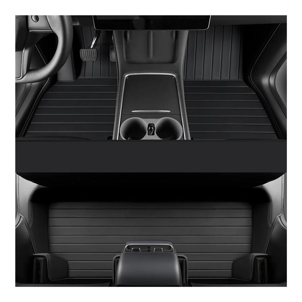 Fußmatten mit Auto Maßgeschneiderte Autozubehör-Bodenmatte Für Den Innenbereich Aus ECO-Material Für Model Y Den Vorder- Und Rücksitz Des(Black) von HIIAW