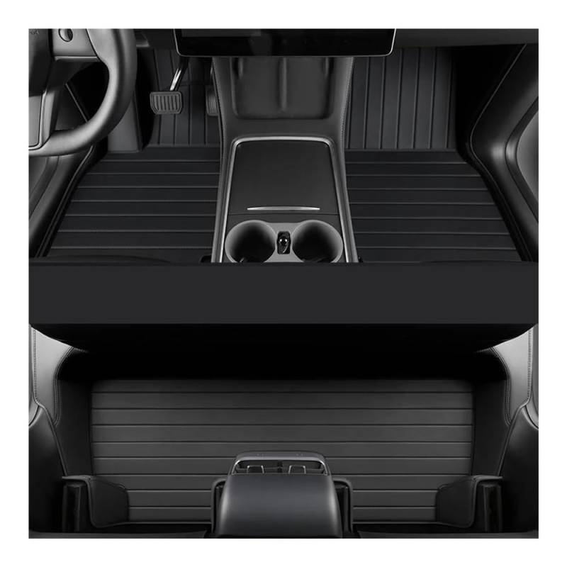Fußmatten mit Auto Maßgeschneiderte Autozubehör-Bodenmatte Für Den Innenbereich Aus ECO-Material Für Model Y Den Vorder- Und Rücksitz Des(Black) von HIIAW