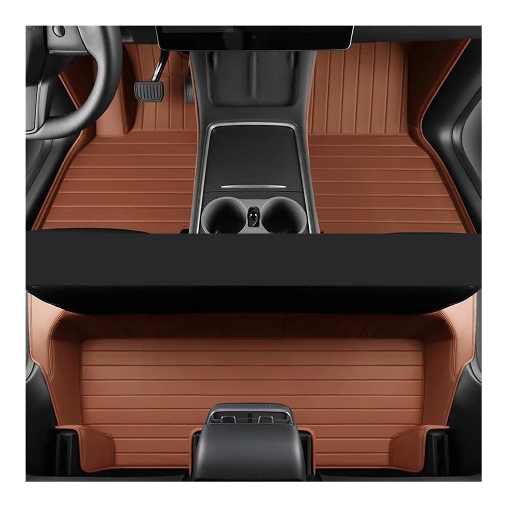 Fußmatten mit Auto Maßgeschneiderte Autozubehör-Bodenmatte Für Den Innenbereich Aus ECO-Material Für Model Y Den Vorder- Und Rücksitz Des(Brown) von HIIAW