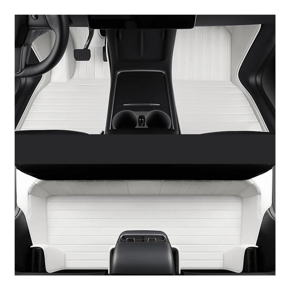 Fußmatten mit Auto Maßgeschneiderte Autozubehör-Bodenmatte Für Den Innenbereich Aus ECO-Material Für Model Y Den Vorder- Und Rücksitz Des(White) von HIIAW