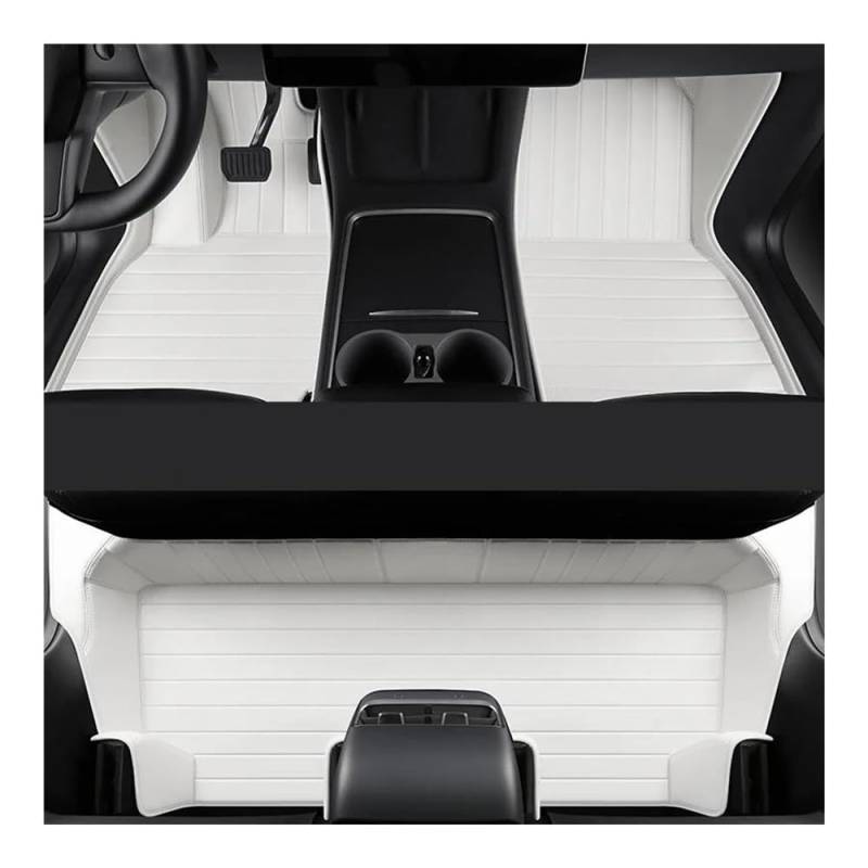 Fußmatten mit Auto Maßgeschneiderte Autozubehör-Bodenmatte Für Den Innenbereich Aus ECO-Material Für Model Y Den Vorder- Und Rücksitz Des(White) von HIIAW