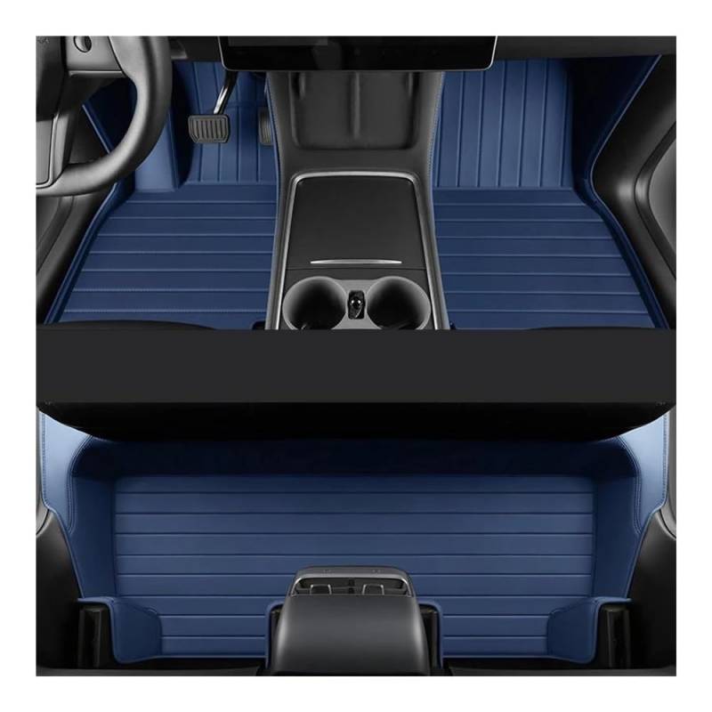 Fußmatten mit Auto Maßgeschneiderte Autozubehör-Bodenmatte Für Den Innenraum Aus ECO-Material Für Model 3 Vorder- Und Rücksitz(Blue) von HIIAW