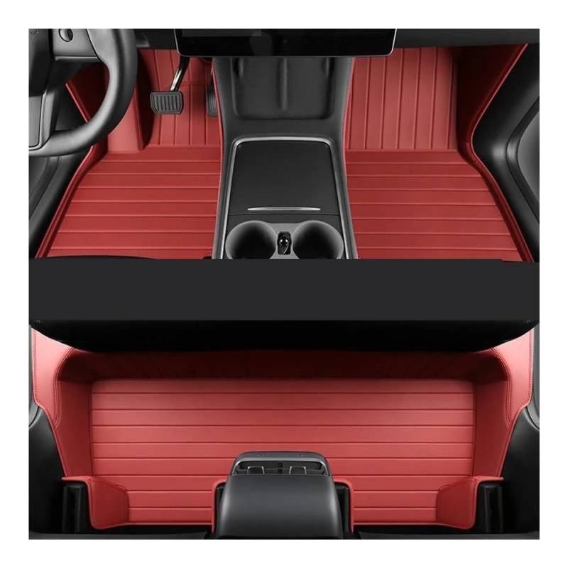Fußmatten mit Auto Maßgeschneiderte Autozubehör-Bodenmatte Für Den Innenraum Aus ECO-Material Für Model 3 Vorder- Und Rücksitz(Burgundy) von HIIAW