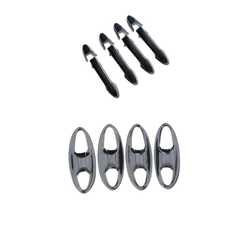 Vorderer Linker Außengriff 8 Stücke Carbon Faser Türgriff Bowl Abdeckung Trim ABS Chrom Griff Aufkleber Für Jazz Für Fit Für GK5 2014 2015 2016 2017 2018(Cover Bowl Style 1) von HIIAW