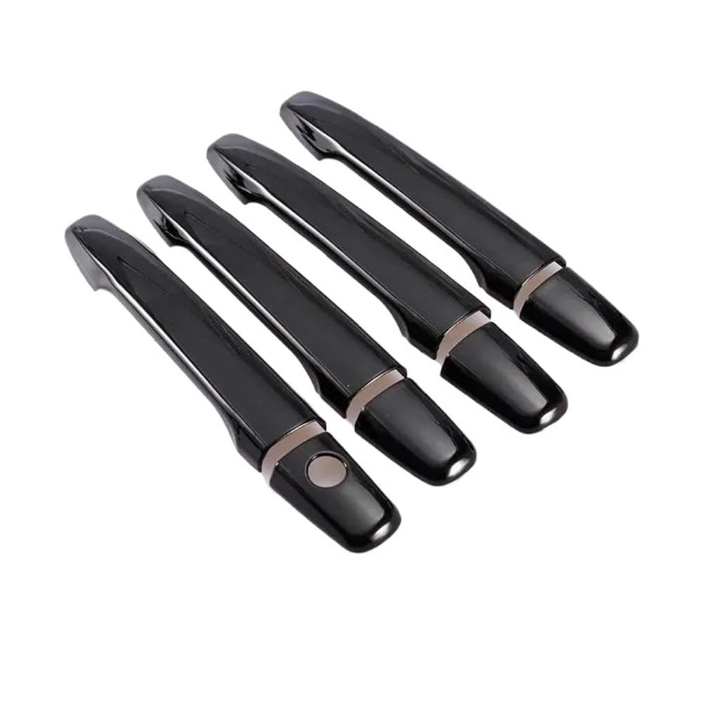 Vorderer Linker Außengriff Für Lancer 2008-2020 Glänzend Schwarz Carbon Chrom Auto Türgriff Abdeckung Trim Aufkleber Styling Auto Zubehör(Black 0 Button) von HIIAW