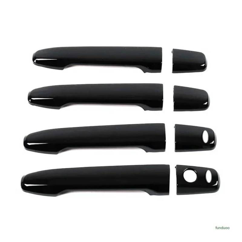 Vorderer Linker Außengriff Für Lancer 2008-2020 Glänzend Schwarz Carbon Chrom Auto Türgriff Abdeckung Trim Aufkleber Styling Auto Zubehör(Black 2 Buttons) von HIIAW