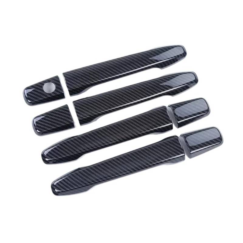 Vorderer Linker Außengriff Für Lancer 2008-2020 Glänzend Schwarz Carbon Chrom Auto Türgriff Abdeckung Trim Aufkleber Styling Auto Zubehör(Carbon 0 Buttons) von HIIAW
