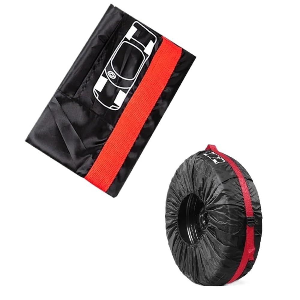 Universal-Ersatzreifenabdeckung, Polyester, Aufbewahrungstasche für Autoreifen, Autoreifenzubehör, Auto-Fahrzeug-Radschutz (Rot, S) von HIKOO DAILY