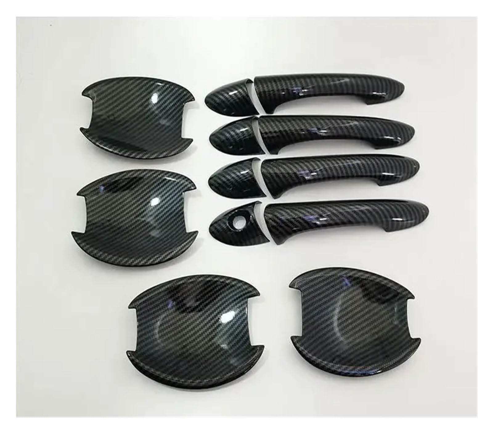 HILLAR Auto Außentürgriffe Für Hyundai Für Sonata/I45 2011 2012 2013 2014 2015 Carbon Fiber Chrome Auto Türgriff Abdeckung Trim Aufkleber Styling Außentürgriff Auto(Carbon Set 0 Button) von HILLAR