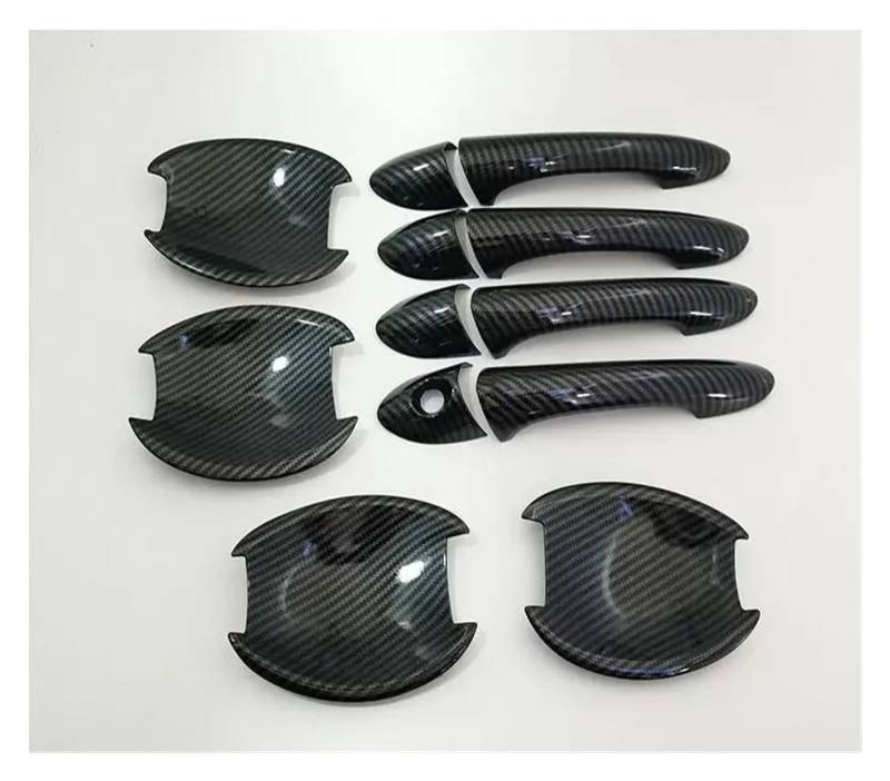 HILLAR Auto Außentürgriffe Für Hyundai Für Sonata/I45 2011 2012 2013 2014 2015 Carbon Fiber Chrome Auto Türgriff Abdeckung Trim Aufkleber Styling Außentürgriff Auto(Carbon Set 0 Button) von HILLAR