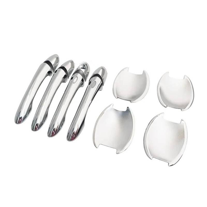 HILLAR Auto Außentürgriffe Für Hyundai Für Sonata/I45 2011 2012 2013 2014 2015 Carbon Fiber Chrome Auto Türgriff Abdeckung Trim Aufkleber Styling Außentürgriff Auto(Silver Set 2 Button) von HILLAR