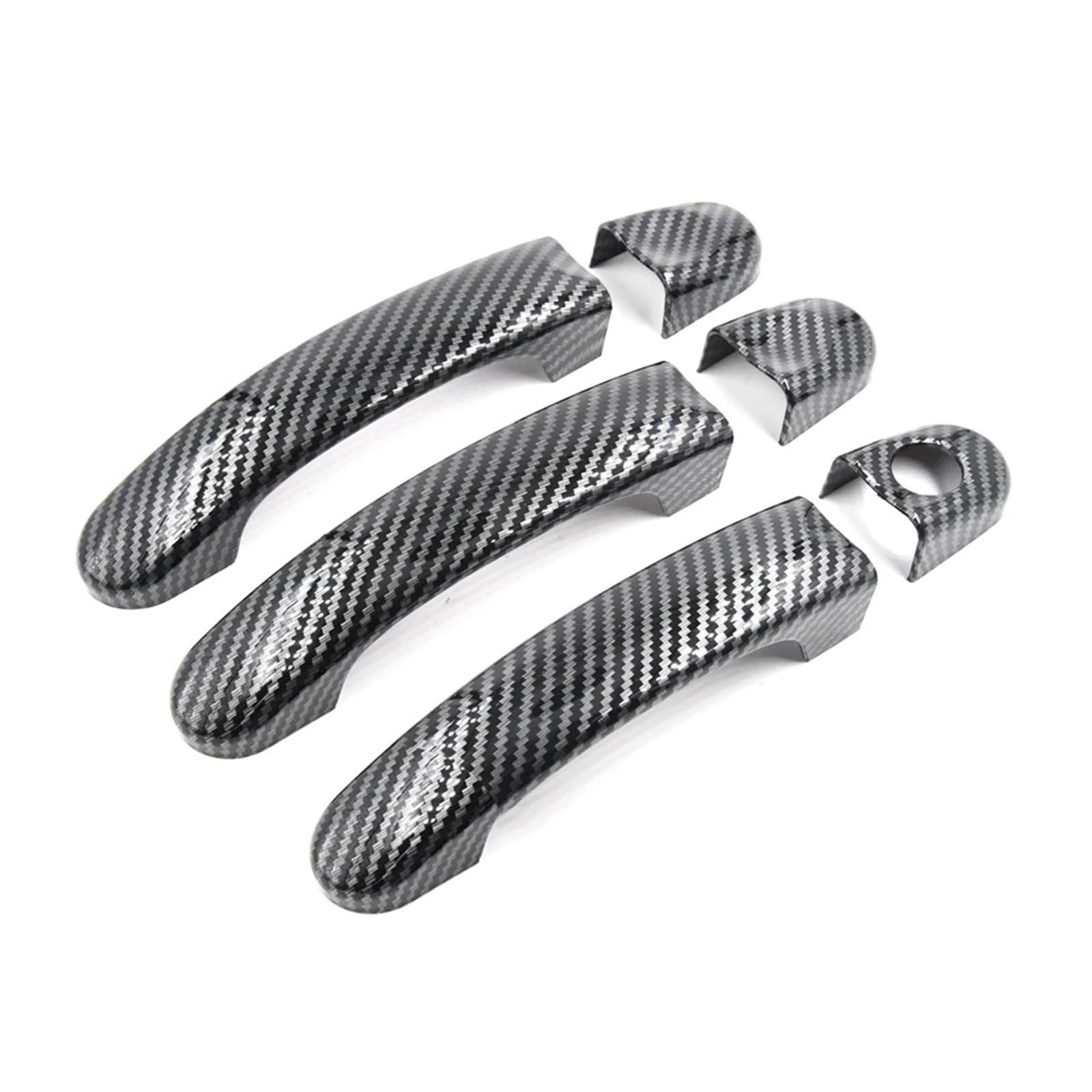 HILLAR Auto Außentürgriffe Für VW T5 T6 Für Transporter Für Caravelle Für Caddy Für Van Glanz Schwarz/Kohlefaser Auto Türgriff Abdeckung Trim Außentürgriff Auto(Carbon Fiber) von HILLAR