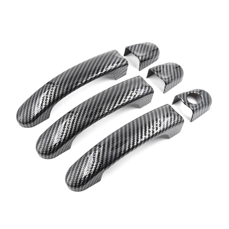 HILLAR Auto Außentürgriffe Für VW T5 T6 Für Transporter Für Caravelle Für Caddy Für Van Glanz Schwarz/Kohlefaser Auto Türgriff Abdeckung Trim Außentürgriff Auto(Carbon Fiber) von HILLAR
