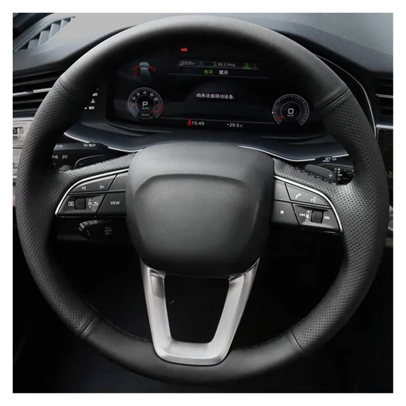 Lenkradbezug Für A4 Für Allroad 2017-2018 Für Q3 2019 Für Q5 DIY Lenkradbezug Wrap Auto Lenkradbezug Braid Lenkradcover(Red Thread) von HILLAR