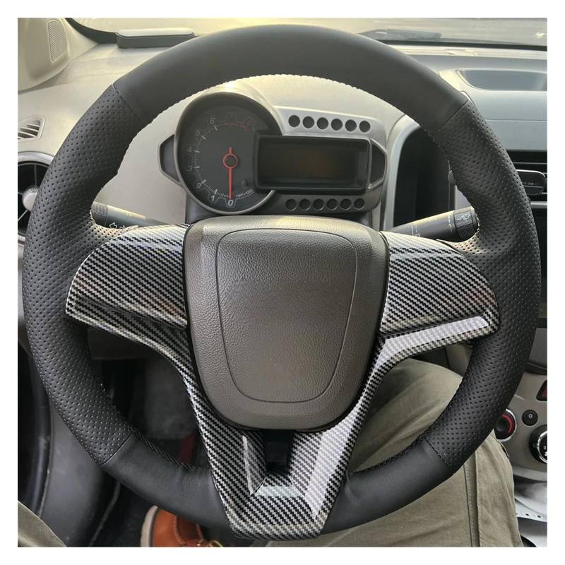 Lenkradbezug Für Chevrolet Für Cruze 10-12 Lenkradbezug Wrap Autozubehör Auto Lenkrad Anti-Rutsch Bequem Lenkradcover(3 Colors Thread) von HILLAR