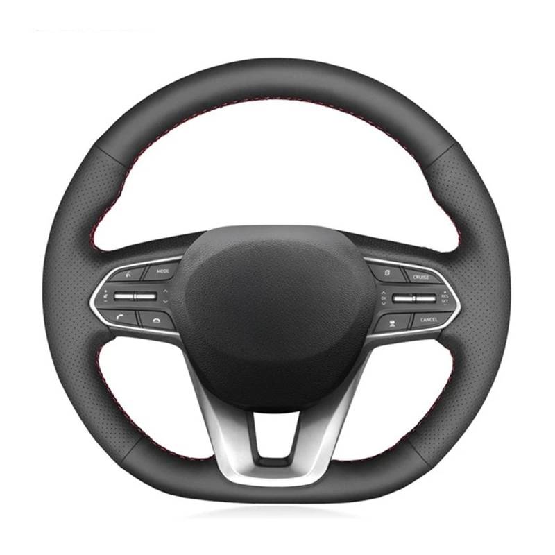 Lenkradbezug Für Hyundai Für Santa Für Fe 2019 DIY Handgenähte Schwarze Auto-Lenkradabdeckung Lenkradcover(Blue Thread) von HILLAR