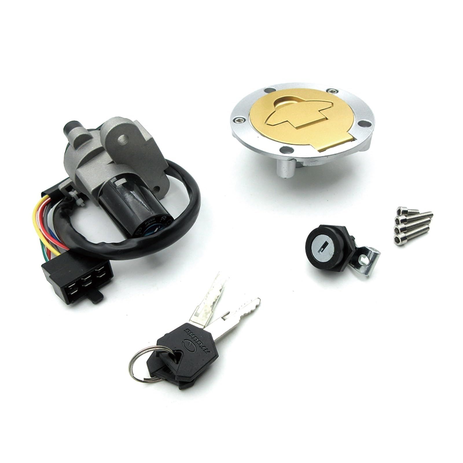 Motorrad Zündschalter Für Ducati ST2 916 996 998 748 Für Monster900 750 620 Für Cagiva Motorrad Zündschloss Sitz Tankdeckel Abdeckung Schloss Schlüssel Motorrad Zuendschloss(Full Set) von HILLAR