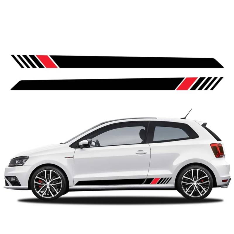 2 STÜCKE Racing Style Auto-Seitenaufkleber Auto-Tuning-Modifikation PVC-Aufkleber, Für V=W, Für Polo 6R 6C 9N 9N2 9J Autozubehör von HILQBUFN