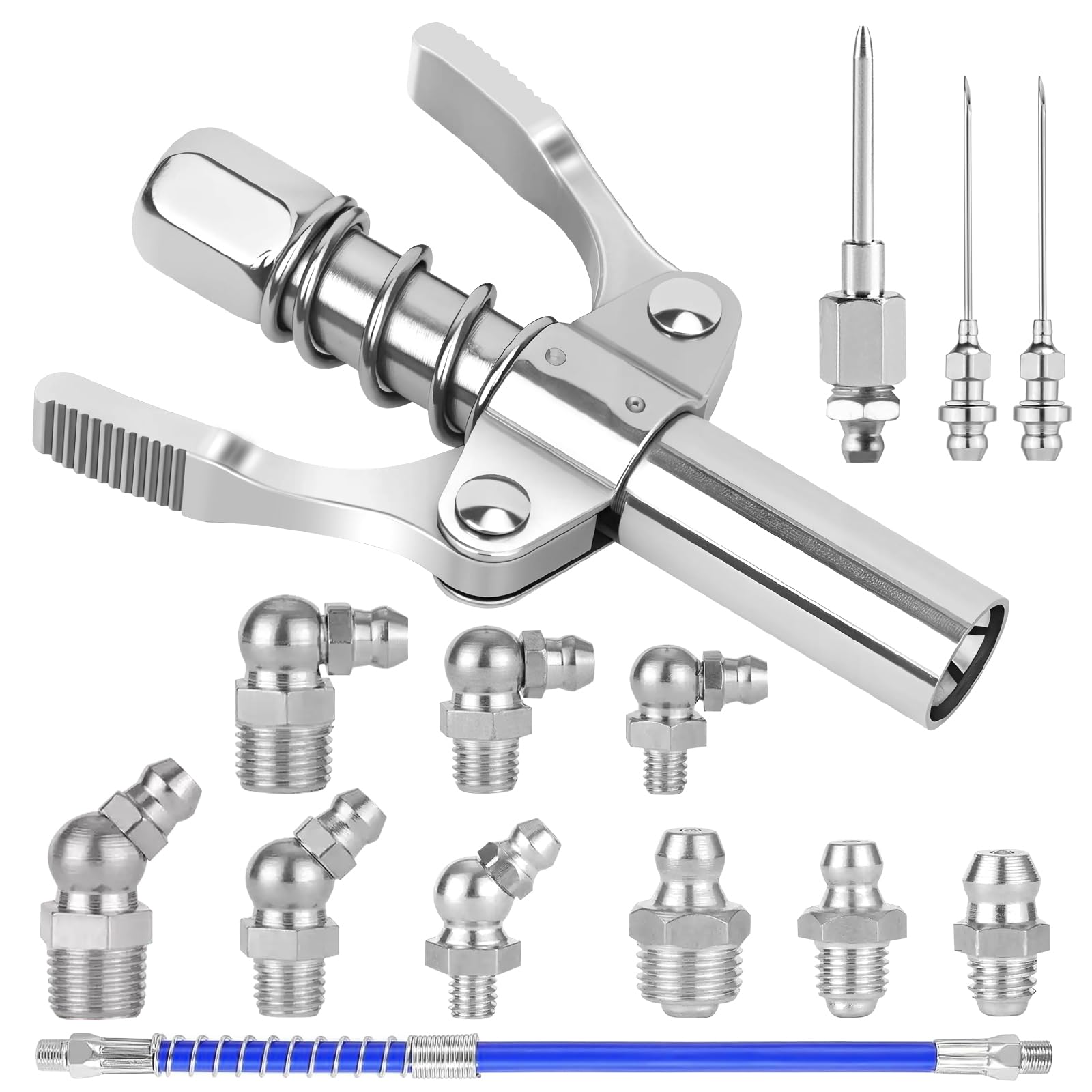 HIMOMO Doppelgriff Coupler Für Fettpresse,Fettpresse Mundstück Mit 30-cm-Schlauch Und 60pcs Schmiernippel M6 M8 M10 Fettpresse Kupplung Für Alle Arten Von Fettpressen HIMOMO Doppelgriff Coupler Für Fettpresse,Fettpresse Mundstück Mit 30-cm-Schlauch Und 60pcs Schmiernippel M6 M8 M10 Fettpresse Kupplung Für Alle Arten Von Fettpressen von HIMOMO