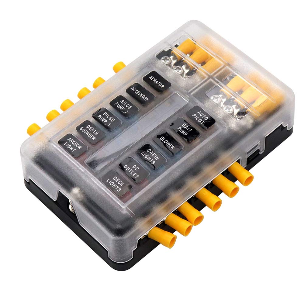 12-Fach Sicherungshalter mit Minuspol Sicherungskasten für Boot Wohnmobil Wohnwagen KFZ Auto LED-Anzeige 24 Kabelstecker normalen Sicherungen Sicherungsblock 12-Fach Sicherungshalter mit Minuspol Sicherungskasten für Boot Wohnmobil Wohnwagen KFZ Auto LED-Anzeige 24 Kabelstecker normalen Sicherungen Sicherungsblock von HIMOZEAN