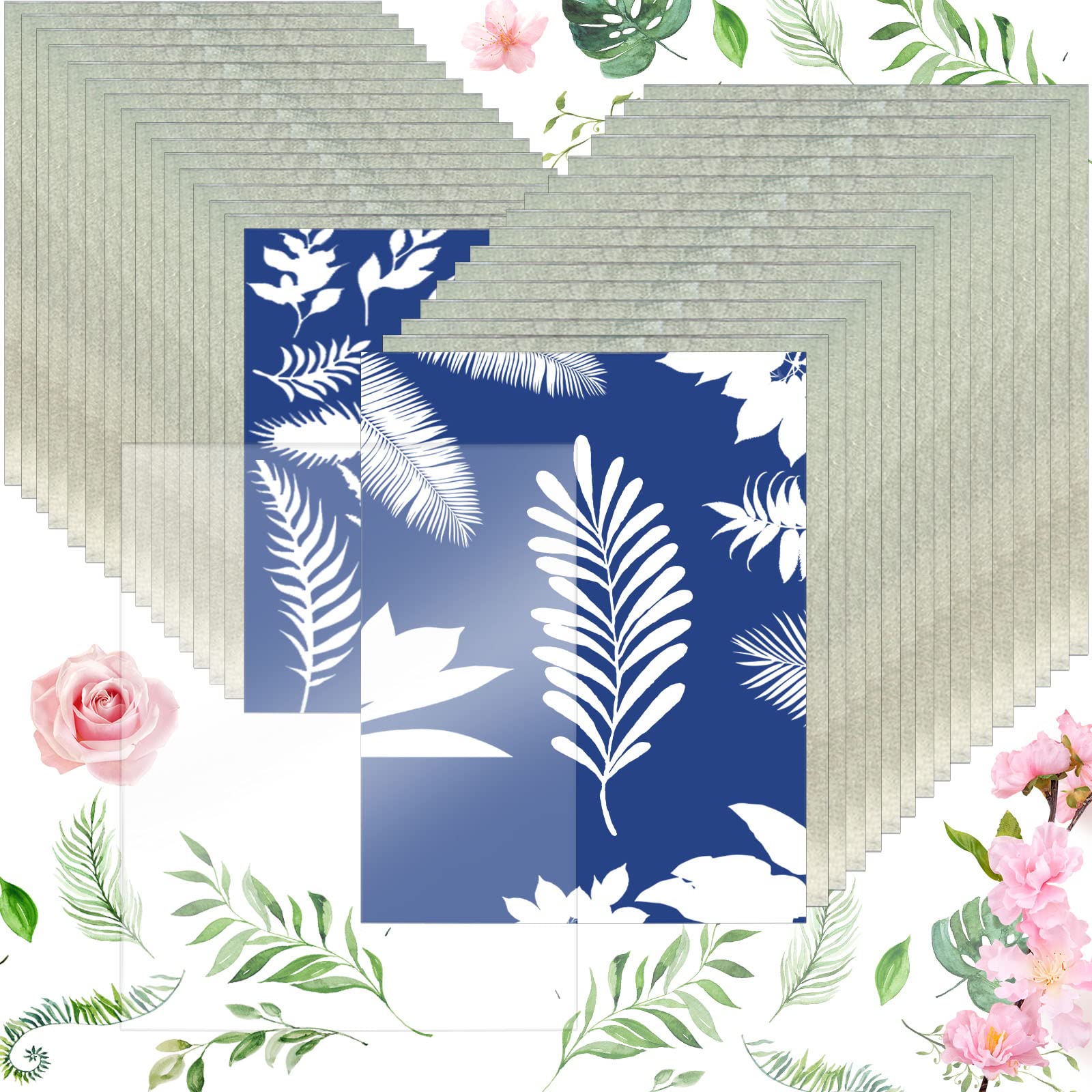 32 Blatt sunprint kit, A5, Cyanotypie-Papier, Solar-Zeichenpapier mit PVC-Panel-Papier, Naturdruckpapier-Set, sonnenempfindliches Papier für Kinder und Erwachsene, DIY-Kunsthandwerk 32 Blatt sunprint kit, A5, Cyanotypie-Papier, Solar-Zeichenpapier mit PVC-Panel-Papier, Naturdruckpapier-Set, sonnenempfindliches Papier für Kinder und Erwachsene, DIY-Kunsthandwerk von HINGTAI