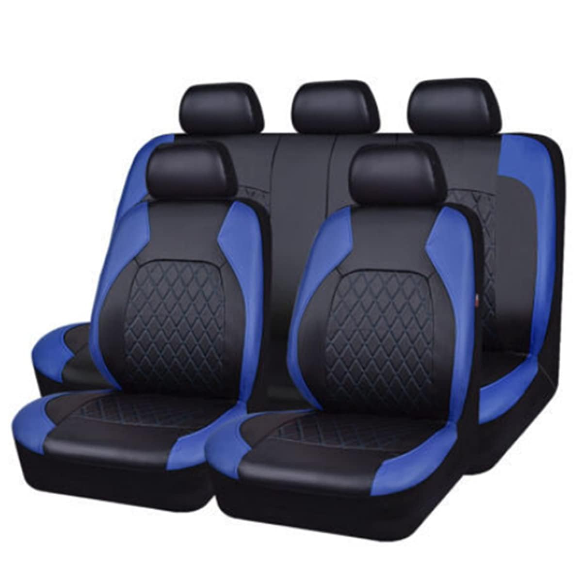 HIPATU Autositzbezüge Kunstleder Set für Mitsubishi Outlander (5seats) 2016-2018, Sitzbezüge Auto Komplettes Set, Wasserdichtes Atmungsaktiv Verschleißfestes Sitzbezügesets,A-Blue von HIPATU
