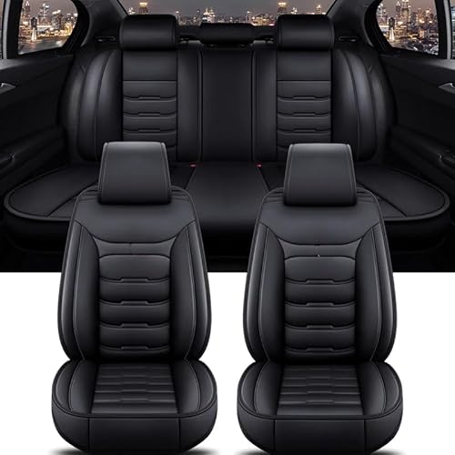 HIPATU Leder Sitzbezüge Auto Komplettes Set für Tesla Model Y 2017-2023, Auto Schonbezug Vordersitze und Rücksitze Auto Wasserdicht Sitzbezügesets,A/Black von HIPATU