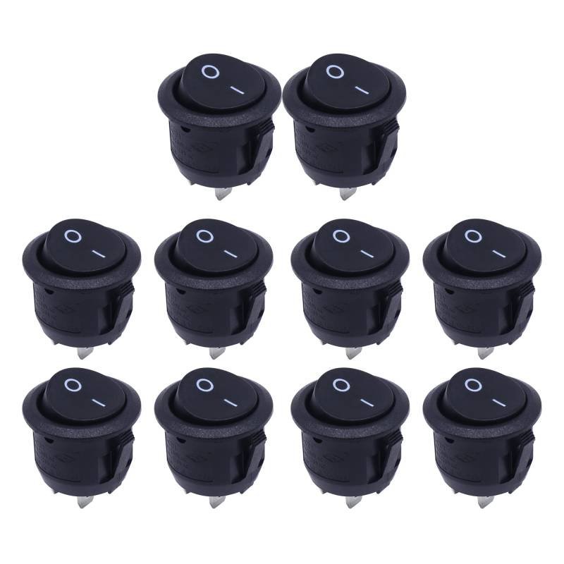 HISports 10 Stück Kippschalter 12V 2 Polig Mini Wippschalter Mikroschalter Kfz ON/Off Drucktastenschalter Taster Rocker für Lampenschalter Switch Taster, Einbau Wohnmobil,Auto Boot Haushaltsgeräte von HISports
