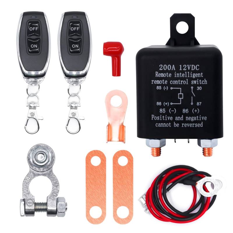 HISports 12V 200A Batterietrennschalter mit Fernbedienung, 2 Schlüssel, für Auto, LKW, Boot，Batterieschutz und Diebstahlsicherung von HISports