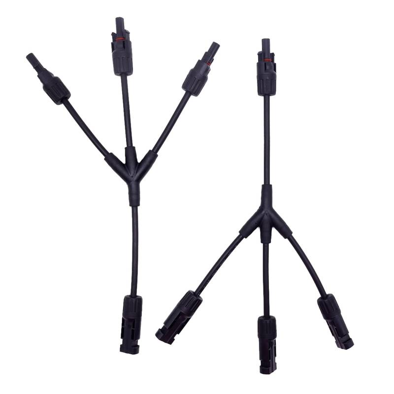 HISports 1Y3 Solarkabel Y-Verteiler，solarkabel y verteiler 1y3 4 mm²,Solarpanel 1 Paar PV Kabel Parallel Male Female MMF und FFM Rot/Schwarz 6 in 1 solar Kabel Adapter solarstecker von HISports