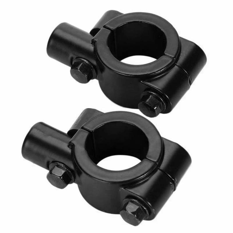 HISports 2 Stücke Spiegelhalterung Motorrad, M10 7/8 Motorrad Rahmen, Aluminium Motorrad lenkerhalterung für 22mm Lenker universal Kompatibel mit Fahrrad, Dirt Bike, ATV (schwarz) von HISports