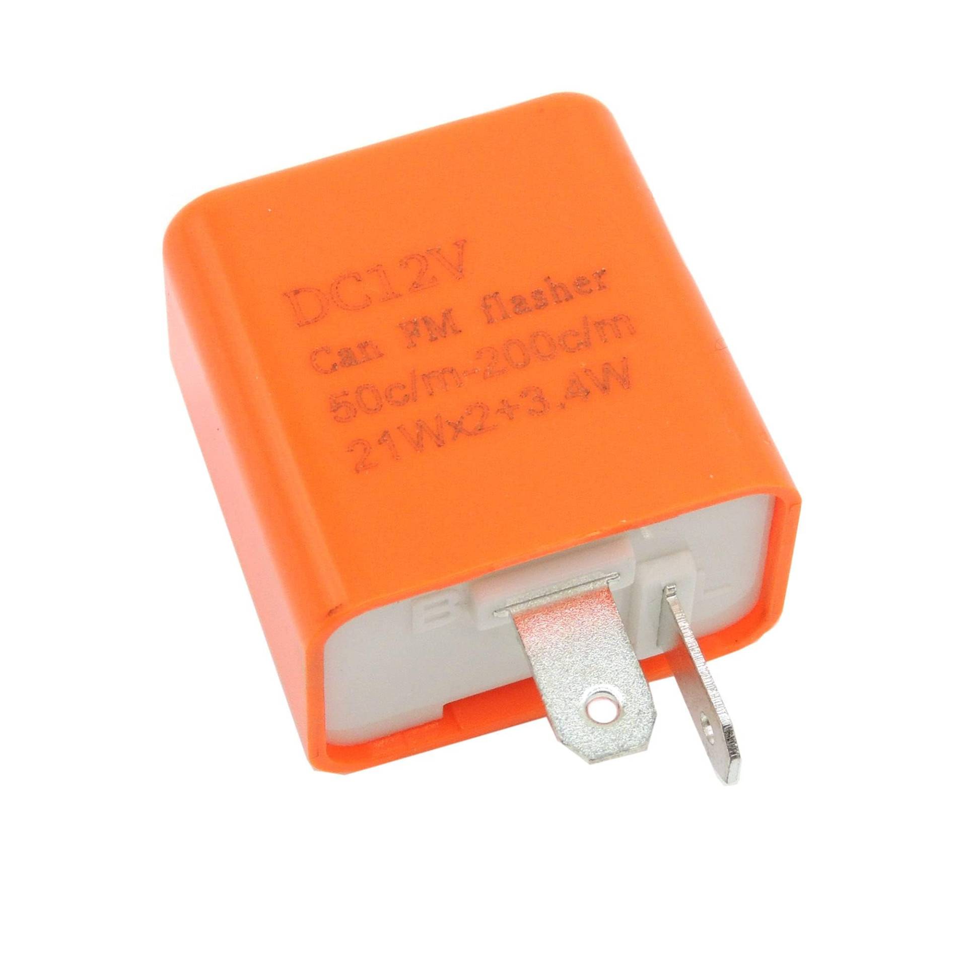 HISports 2-poliges Blinkfrequenz-Steuerrelais - für Fahrzeugmotorräder für elektronische LED-Blinker, einstellbares Blinkrelais, 12 V, 0,02 A-10 A, Orange von HISports