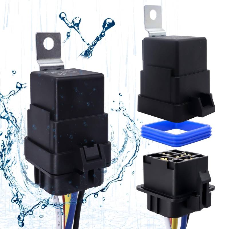 HISports 2 Stücke 30/40A 24V Wasserdichtes Relais Kabelsatz 5 PIN SPDT Auto Relais mit robustem 16AWG 14AWG-Kabel Für Fahrzeuganwendungen von HISports