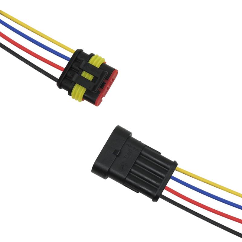 HISports Set 4-poliger Kabelstecker mit 7,8 Zoll Kabel – Auto wasserdichter elektrischer Stecker – für Auto/LKW/Auto/Roller/Motorrad von HISports