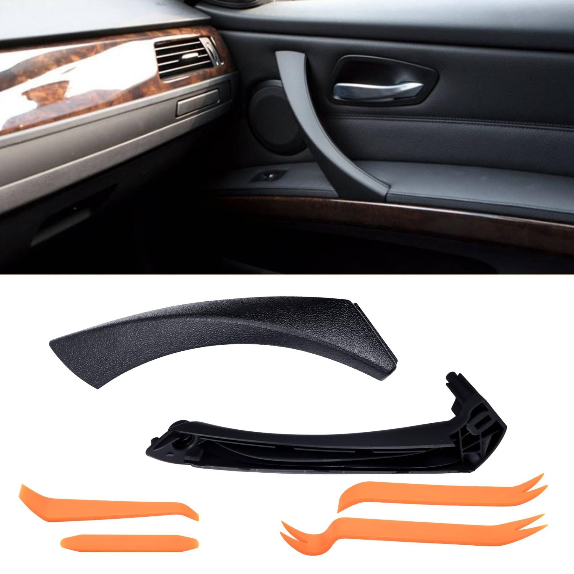 HISports Auto Ersatz Türgriff Innen Rechts mit Vier Werkzeuge für die Demontage,Autoinnenraumtürgriff-Kompatibel mit 3er E90/E91 323 325 328 330 335(2006-2012) Auto Zubehör Türgriff-Ersatzsatz von HISports