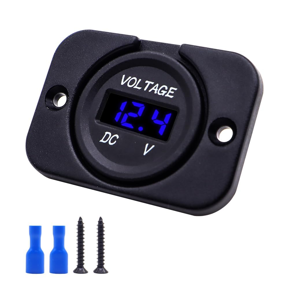 HISports DC 12V 24V LED Digital Voltmeter Wasserdichtes Spannungsmessgerät Batterietester Auto Voltmeter mit Blaulicht LED Digital Anzeige und Montageplatte für Boot Fahrzeug Motorrad LKW ATV UTV HISports DC 12V 24V LED Digital Voltmeter Wasserdichtes Spannungsmessgerät Batterietester Auto Voltmeter mit Blaulicht LED Digital Anzeige und Montageplatte für Boot Fahrzeug Motorrad LKW ATV UTV von HISports