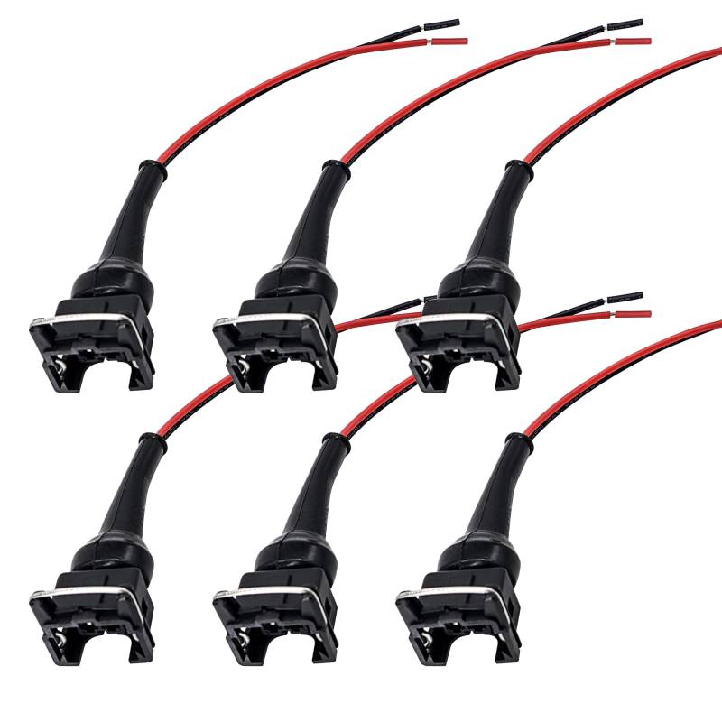 HISports Einspritzdüsen Stecker Einspritzdüse Benziner EV1-3-H Kraftstoffeinspritzdüsenstecker, wasserdicht für Kraftstoffeinspritzdüsenanschluss. 2-Wege Style EV1 for Bosch EV1 OBD1 6 Stück von HISports