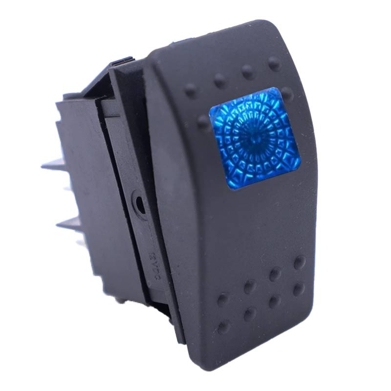 HISports Kippschalter Wasserdicht Druckschalter Schalter Wippschalter Boot Marine Wippschalter für Auto RV Marine Boot Wohnmobil Fahrzeuge LKW 12V 20A Blau LED Licht Lampe 4Pin AN/AUS von HISports