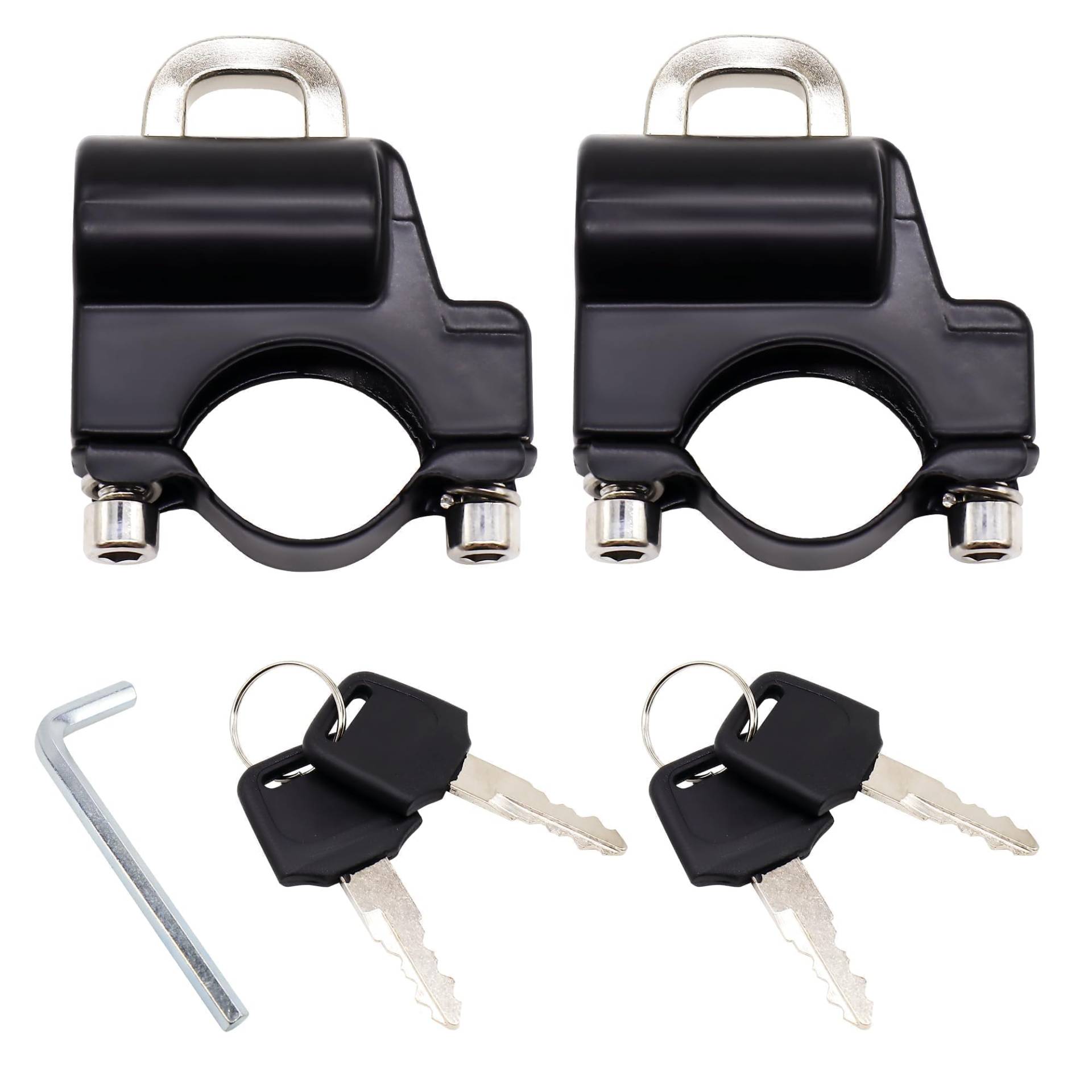 HISports 2 Stück Motorrad Helmschloss Universal mit 4 Schlüssel Anti-Diebstahl Helm Sicherheitsschloss mit 2 Inbusschlüsseln für 22-28mm Lenkerschlauch Motorräder Roller (Schwarz) HISports 2 Stück Motorrad Helmschloss Universal mit 4 Schlüssel Anti-Diebstahl Helm Sicherheitsschloss mit 2 Inbusschlüsseln für 22-28mm Lenkerschlauch Motorräder Roller (Schwarz) von HISports