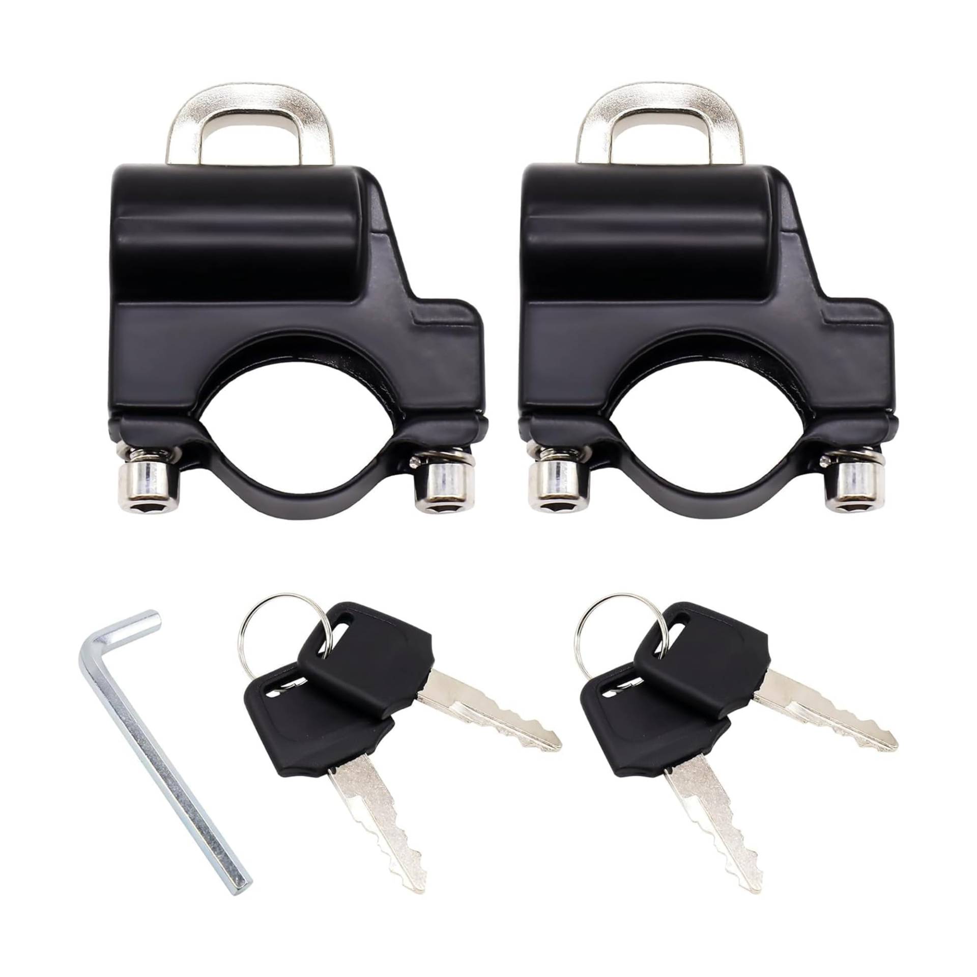 HISports Motorrad Helmschloss Universal Motorrad und Fahrräder Helm Vorhängeschloss mit 4 Schlüsseln, 1 Schraubenschlüssel Lenker Helmschloss Set für 22-28mm Lenkerschlauch Schwarz 2 Stück HISports Motorrad Helmschloss Universal Motorrad und Fahrräder Helm Vorhängeschloss mit 4 Schlüsseln, 1 Schraubenschlüssel Lenker Helmschloss Set für 22-28mm Lenkerschlauch Schwarz 2 Stück von HISports