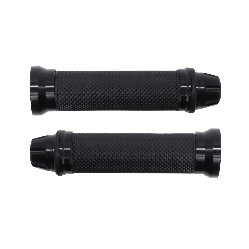 HISports Universal Motorrad Griff 22mm Anti Rutsch Gummi Griff CNC Aluminium aus Aluminium für Roller Mopeds (Schwarz) von HISports