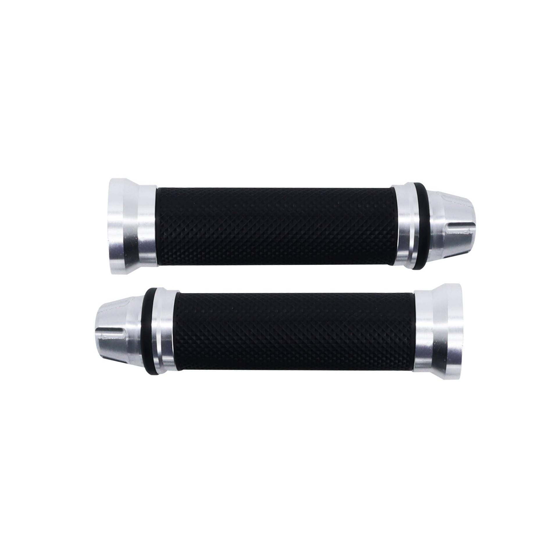 HISports Universal Motorradgriff 22mm Anti Rutsch Gummigriff CNC Aluminium aus Aluminium für Roller Mopeds (Silber) von HISports