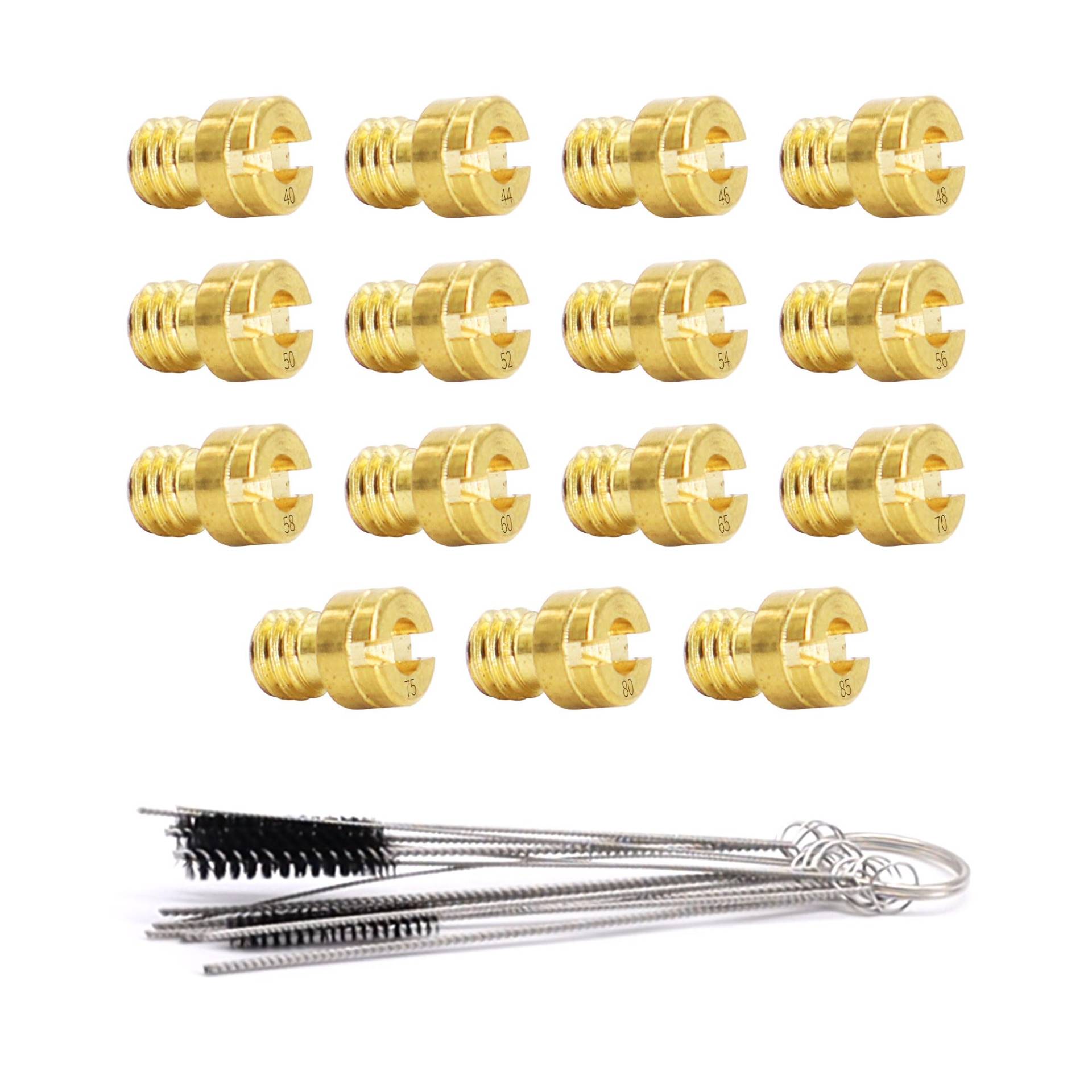 HISports Vergaser Düsen Set, Vergaser Düse Hauptdüsenset Satz mit Vergaser-Reinigungsbürste 15 Stück 40-85 (40 44 46 48 50 52 54 56 58 60 65 70 75 80 85) für Hercules Prima 2 3 4 5 6 von HISports