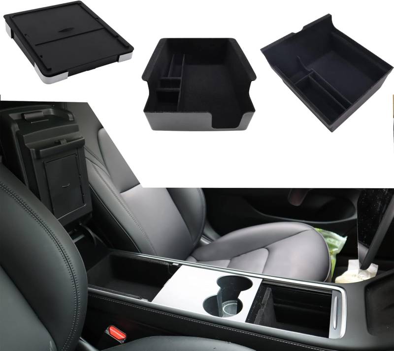 HISports für Tesla Model 3 Y Centre Console Mittelkonsole Organizer Konsolenschalen Aufbewahrungsbox Organizer Mittelkonsolen ablage Zubehör Kompatibel mit Tesla Model 3 Y 2021 2022 2023 2024 von HISports